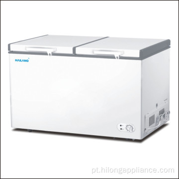 Freezer horizontal de porta dupla de temperatura